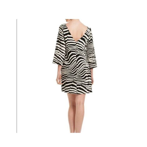 Trina Turk 4 Statement Sleeve Zebra Print Mini Dress Black White Psychedelic - Picture 6 of 11
